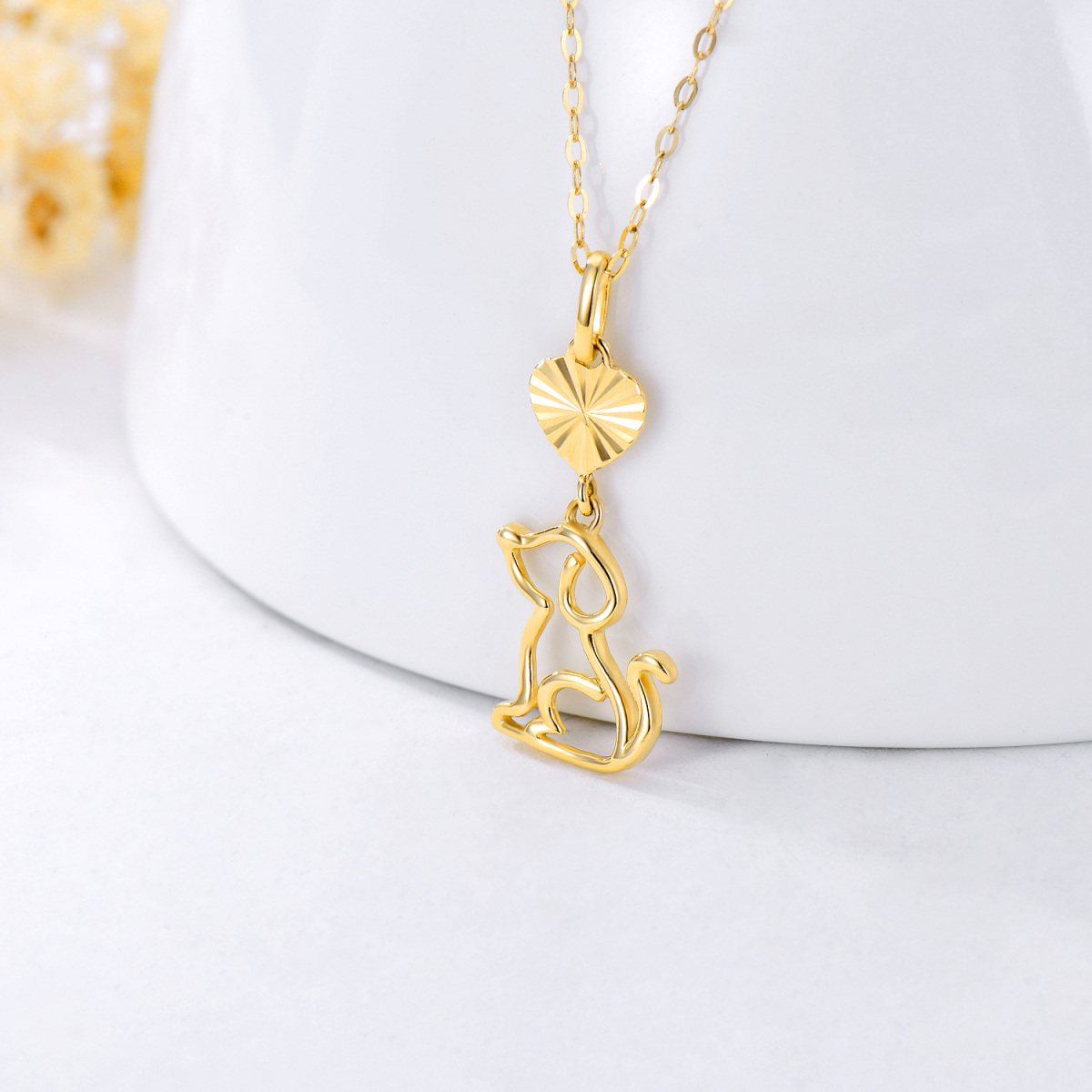 Collier pendentif chien en or 14K-3