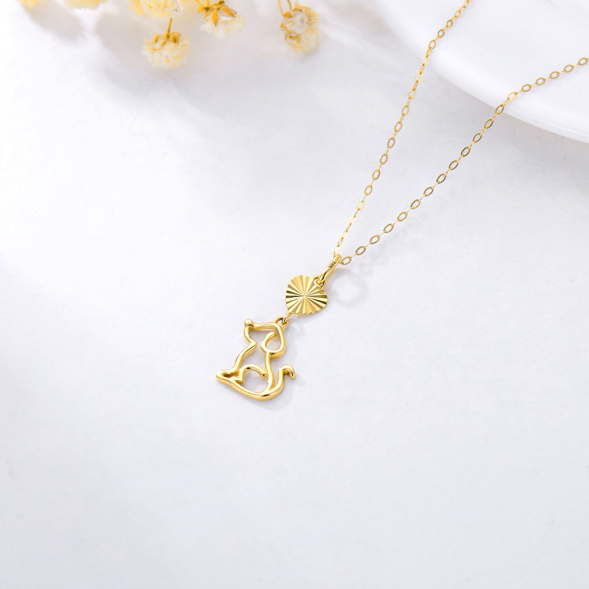 14K Gold Dog Pendant Necklace-4