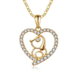 10K Gold Cubic Zirconia Dog Pendant Necklace-56