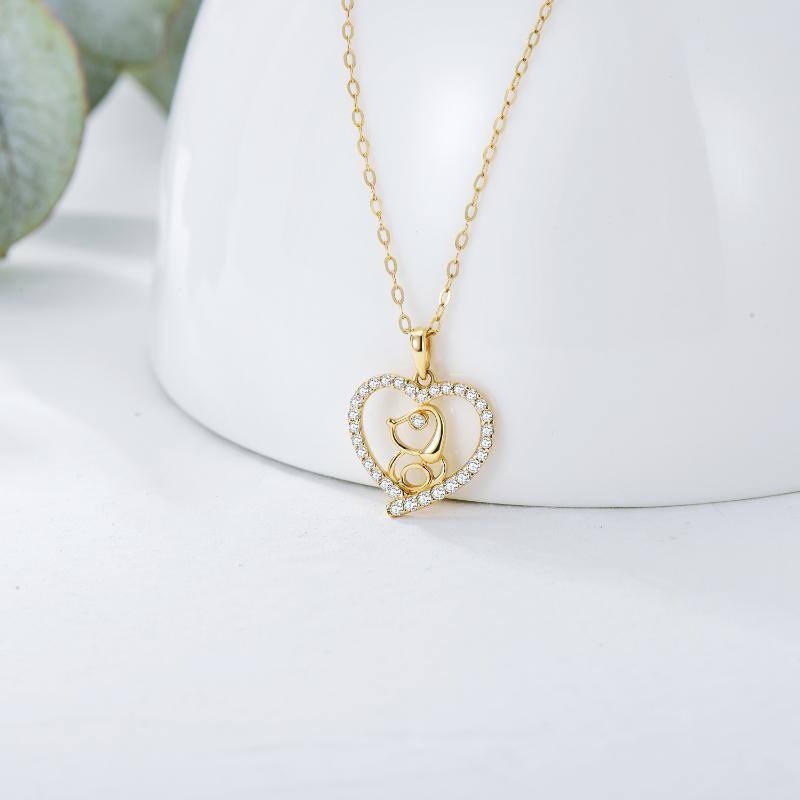 Collier pendentif chien en or blanc 10 carats et zircon cubique-3