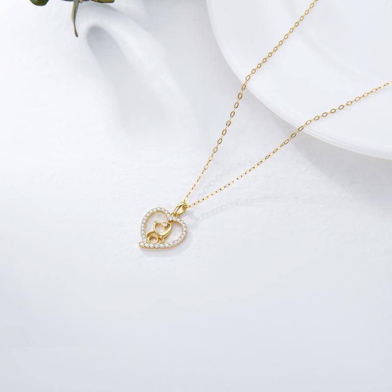 Collier pendentif chien en or blanc 10 carats et zircon cubique-4