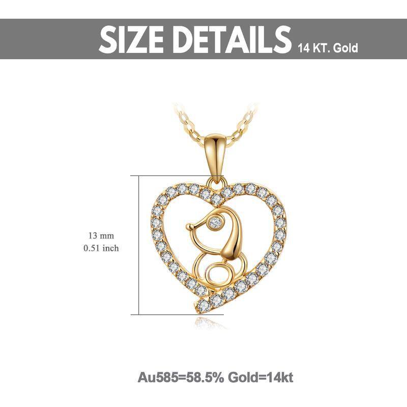 Collier pendentif chien en or blanc 10 carats et zircon cubique-5