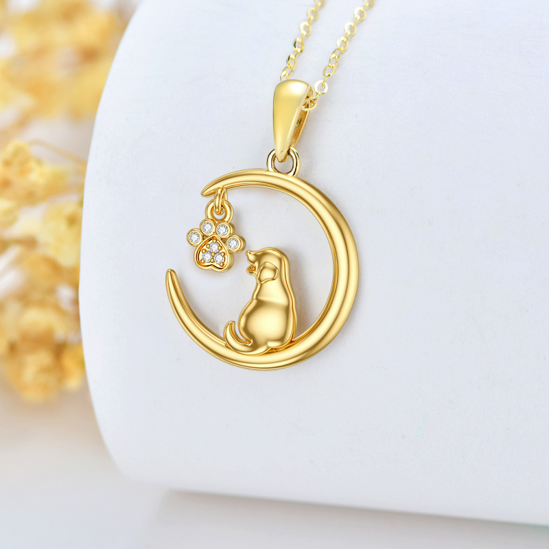Collier pendentif chien en or blanc 10 carats et zircon cubique-3