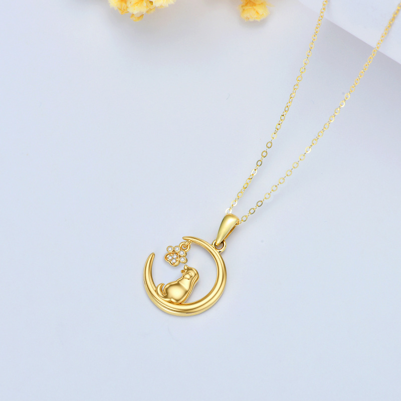 Collier pendentif chien en or blanc 10 carats et zircon cubique-4