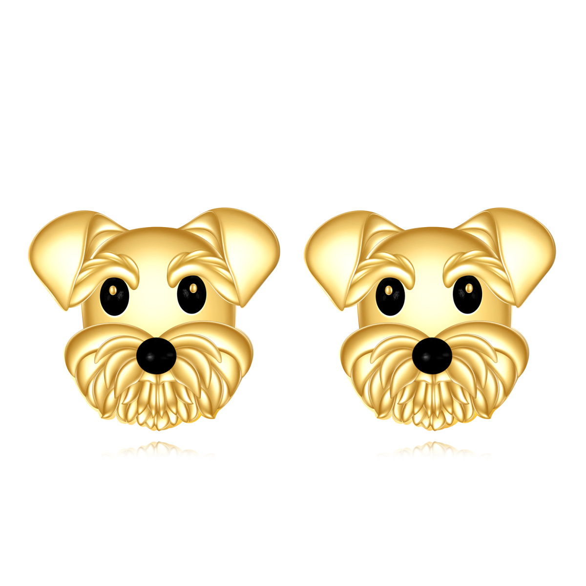 10K Gold Dog Stud Earrings-1