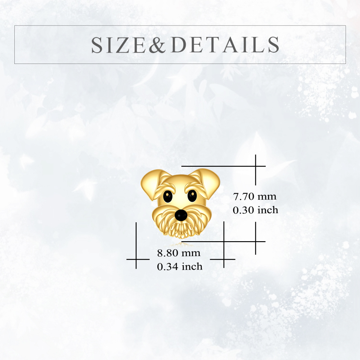 10K Gold Dog Stud Earrings-5