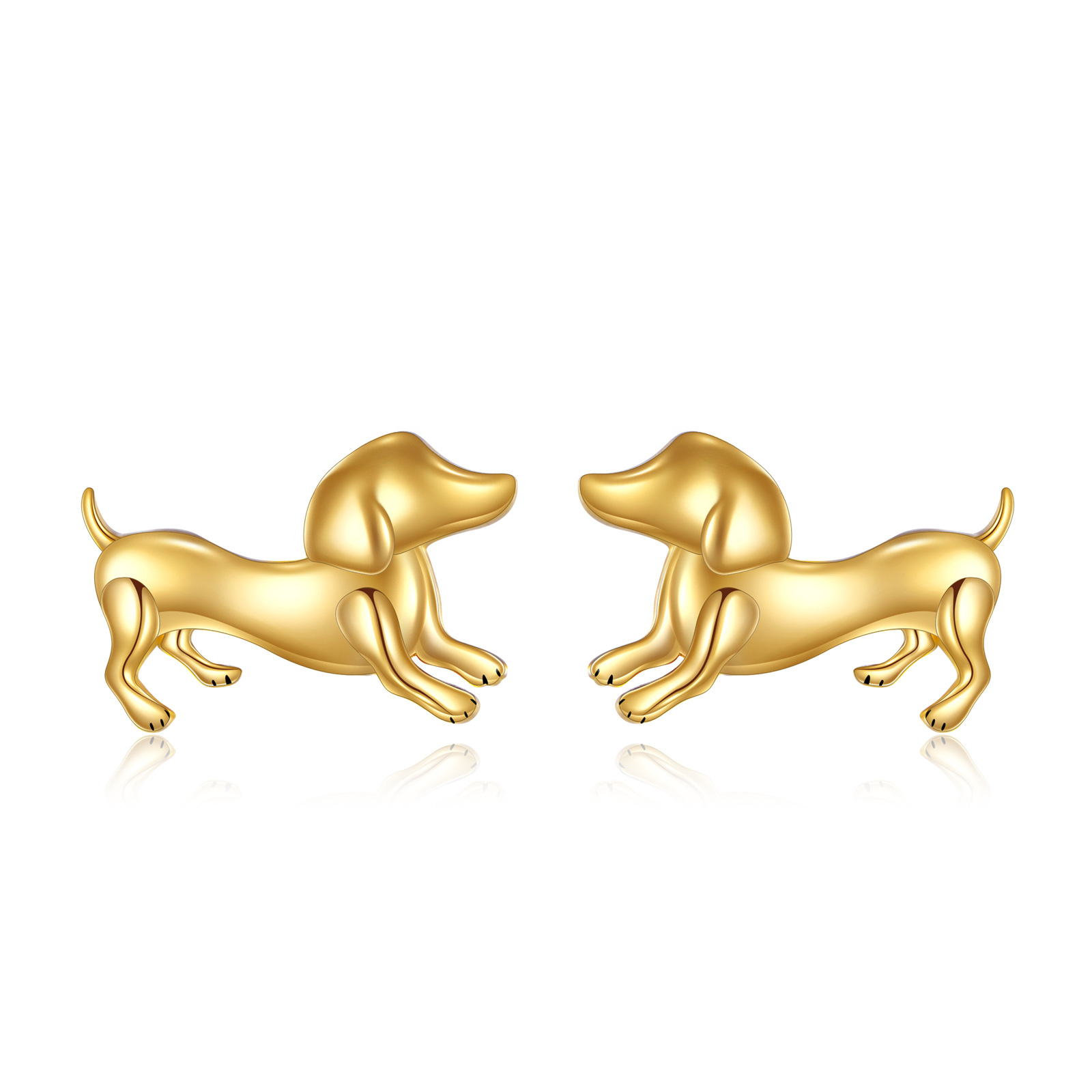14K Gold Dog Stud E… - image