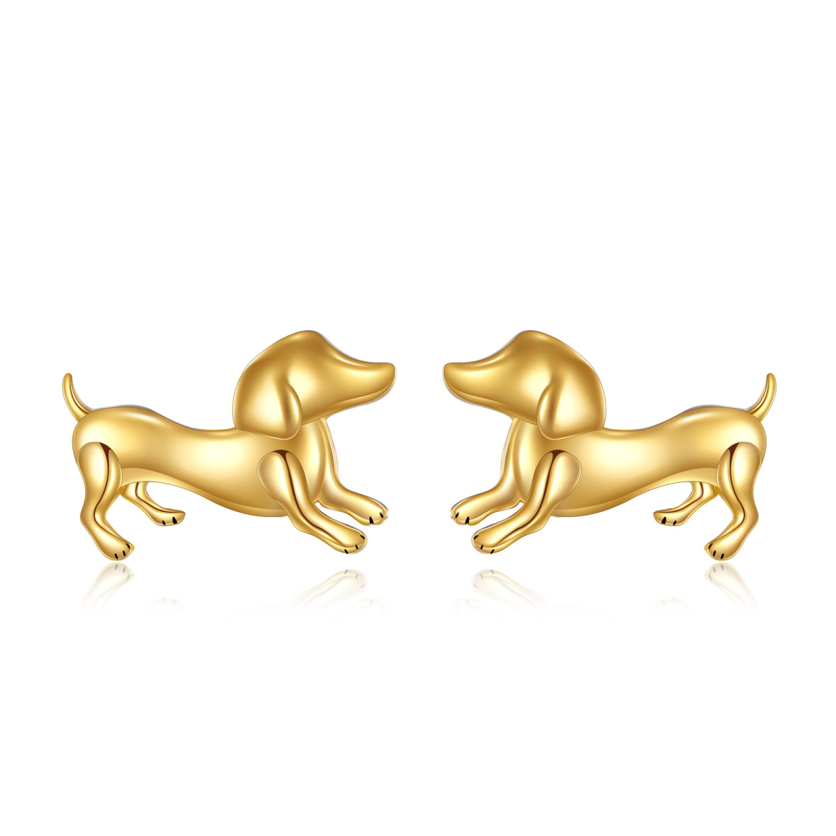 10K Gold Dog Stud Earrings-1