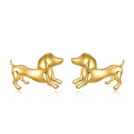 10K Gold Dog Stud Earrings