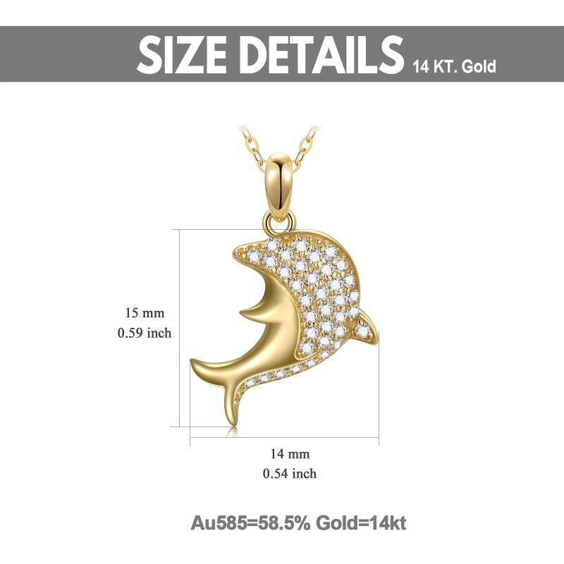 18K Gold Dolphin Pendant Necklace-5