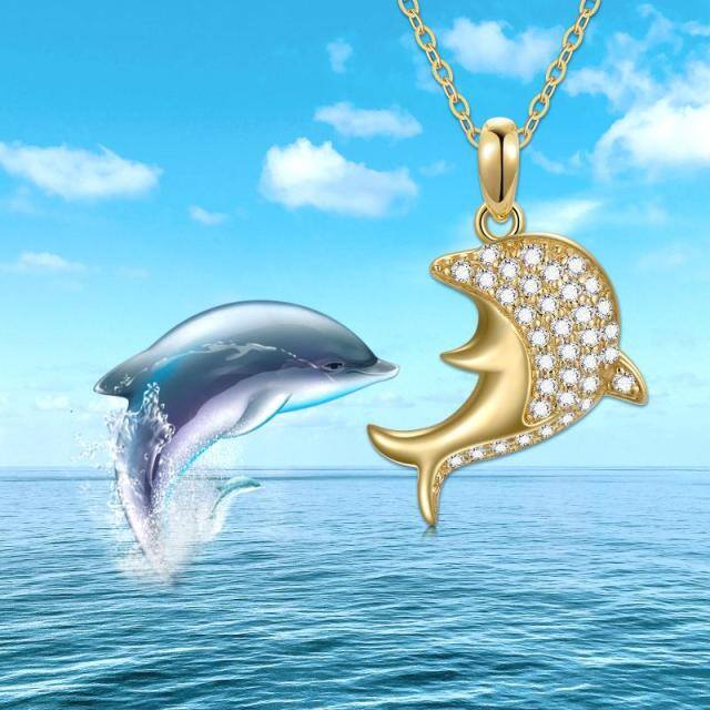 14K Gold Dolphin Pendant Necklace-6