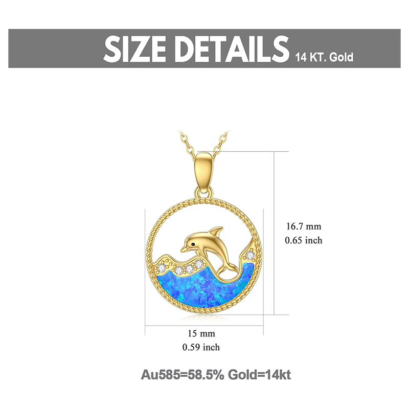 10K Gold Cubic Zirconia Dolphin Pendant Necklace-5