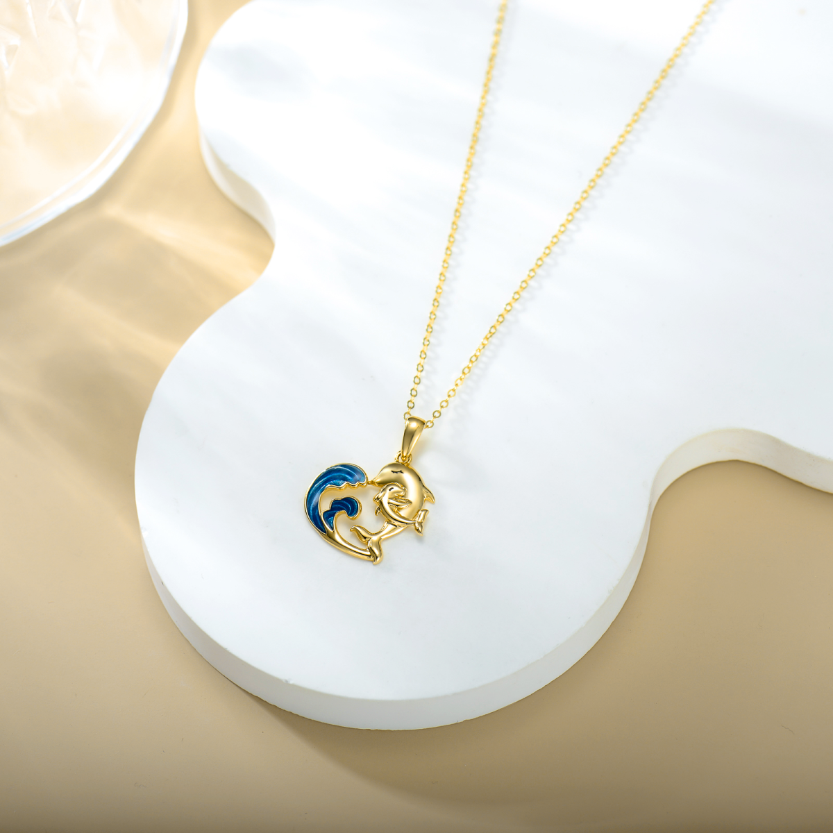 14K Gold Dolphin Pendant Necklace-4