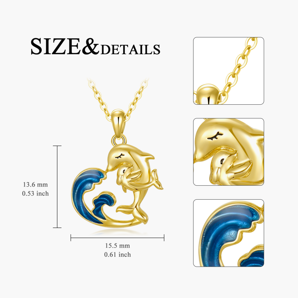 10K Gold Dolphin Pendant Necklace-5