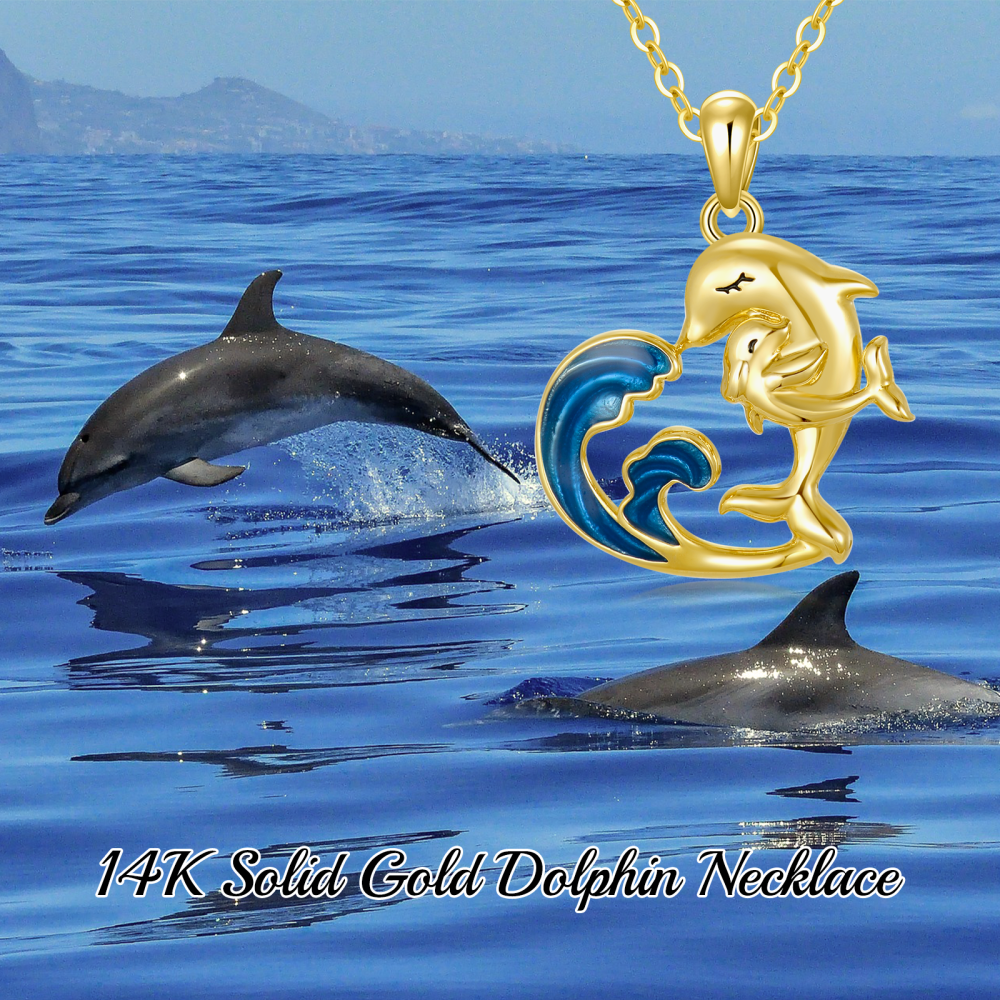 10K Gold Dolphin Pendant Necklace-6