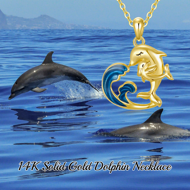 Colar com pingente de golfinho em ouro 14K-6