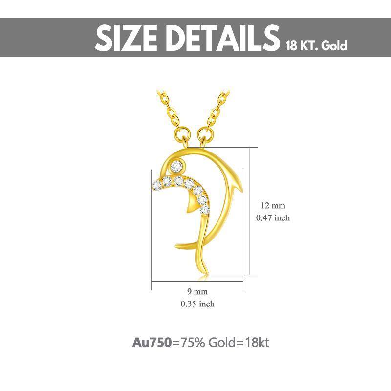 10K Gold Cubic Zirconia Dolphin Pendant Necklace-6