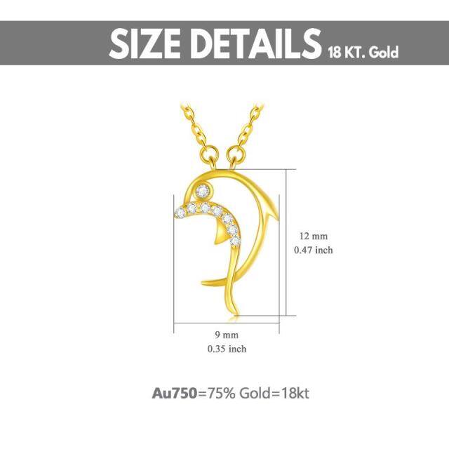 Collier pendentif dauphin en or 14K à zircon cubique-6