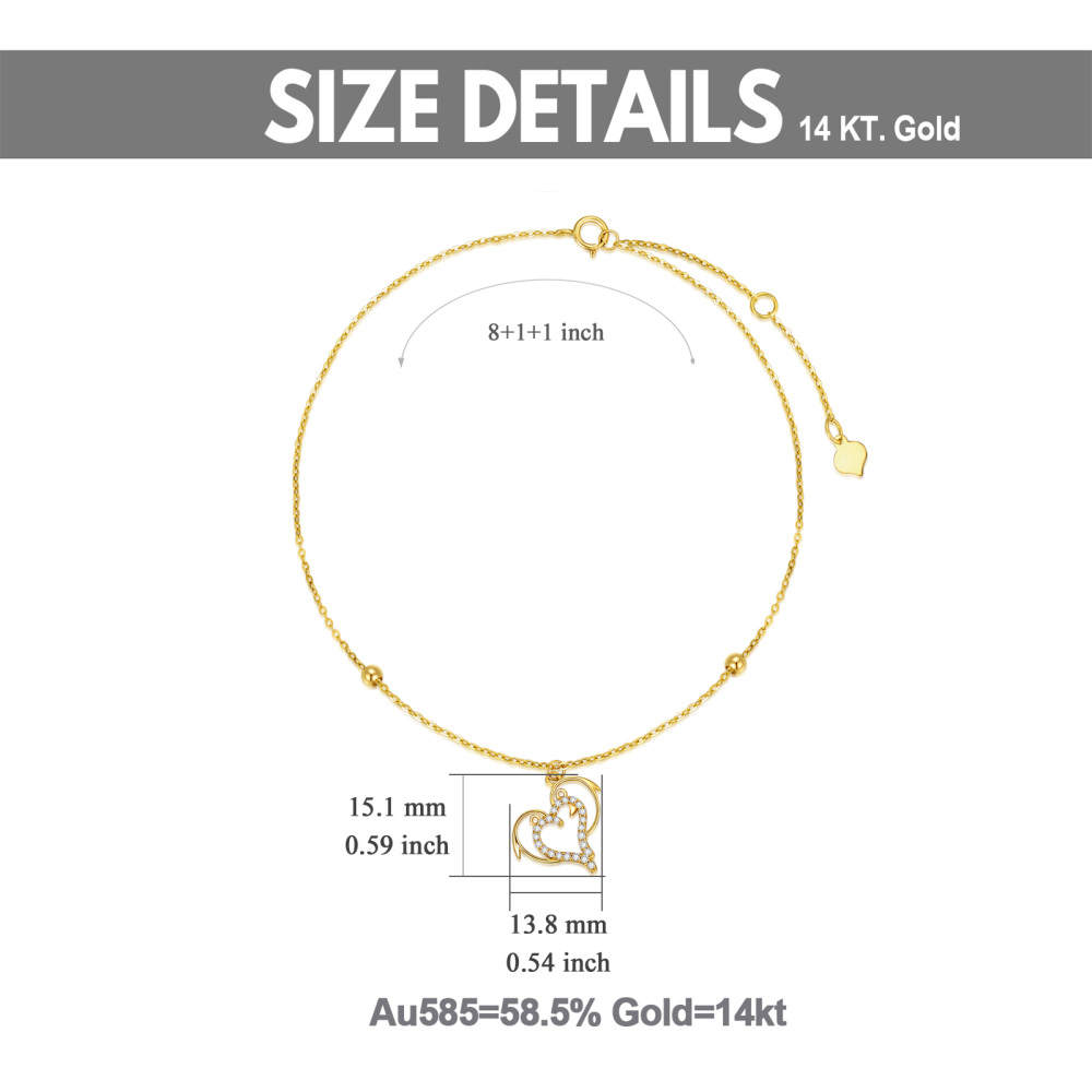 10K Gold Cubic Zirconia Dolphin Single Layer Anklet-5