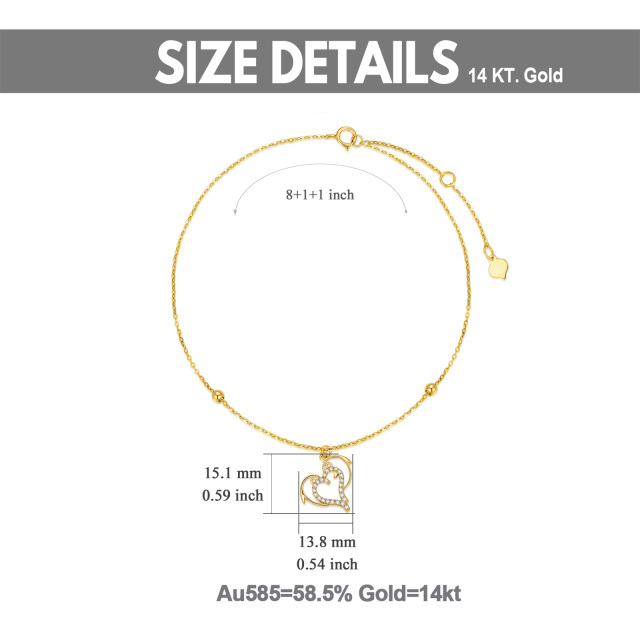 Tobillera de una capa Delfín de oro de 14 quilates con circonita cúbica-5