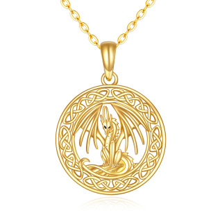 10K Gold Dragon & Celtic Knot Pendant Necklace-42