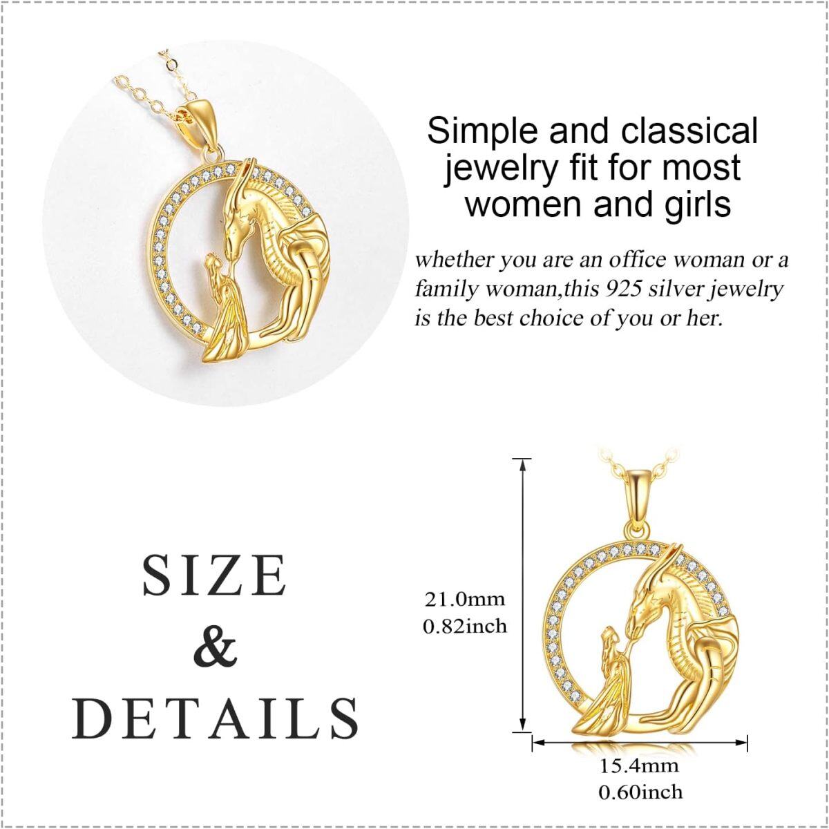 14K Gold Cubic Zirconia Dragon Pendant Necklace-5