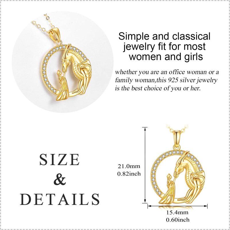 10K Gold Cubic Zirconia Dragon Pendant Necklace-5