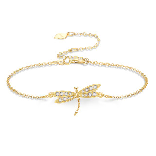 14K Gold Cubic Zirconia Dragonfly Bracelet for Women-5