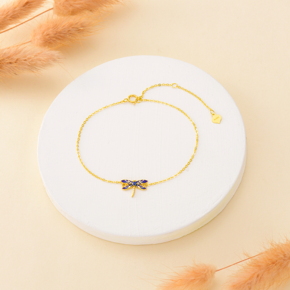 10K Gold Dragonfly Charm Bracelet-3