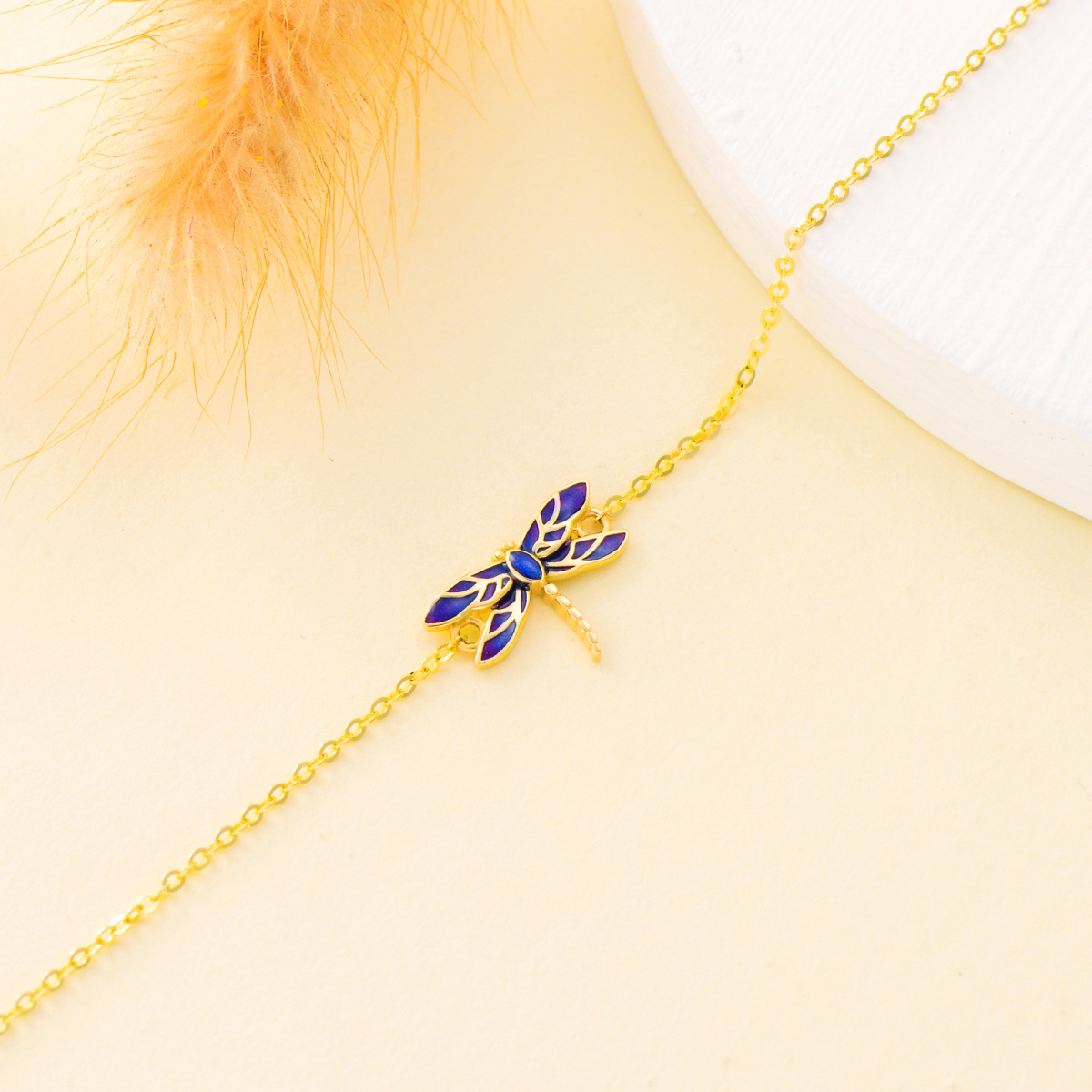 10K Gold Dragonfly Charm Bracelet-4