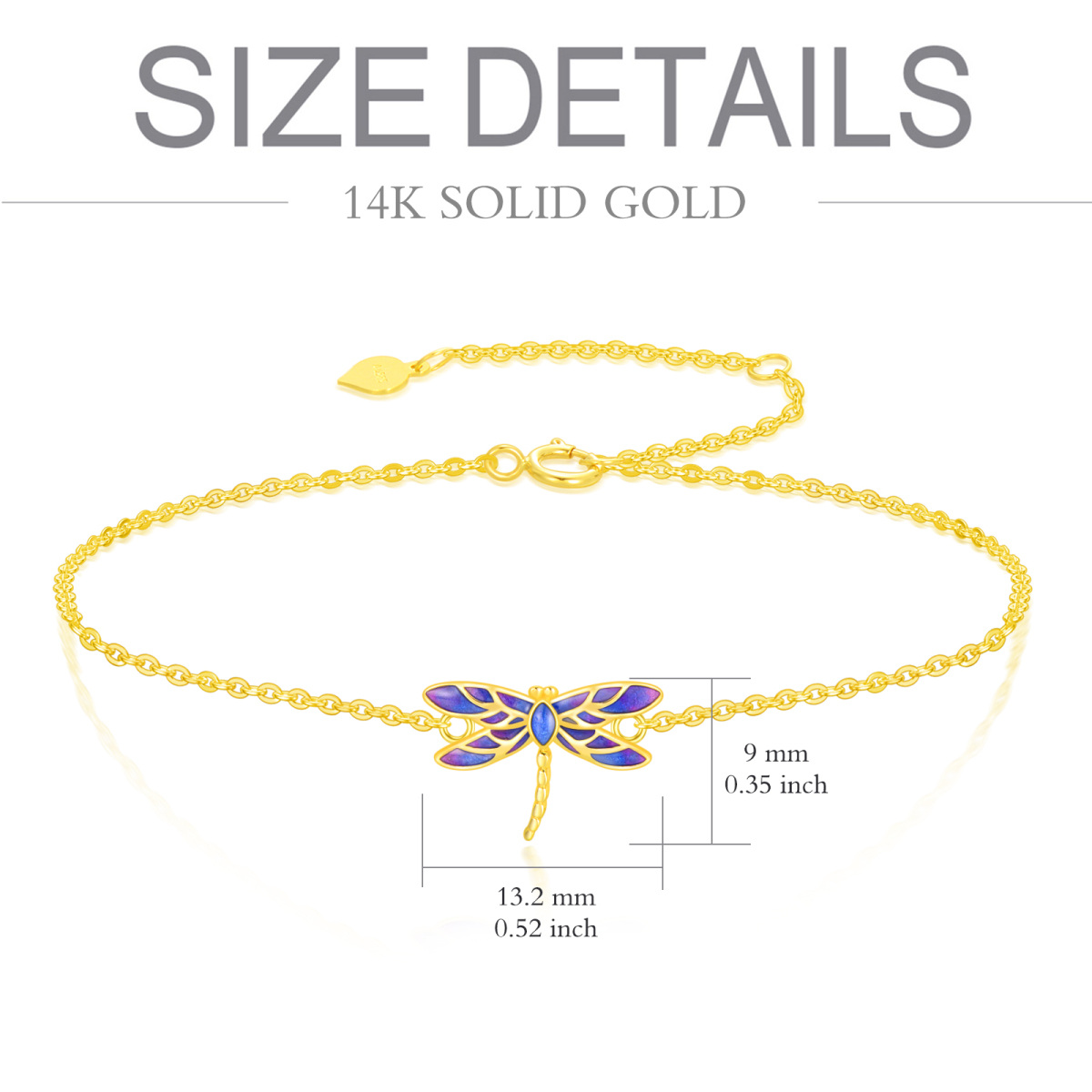 10K Gold Dragonfly Charm Bracelet-5