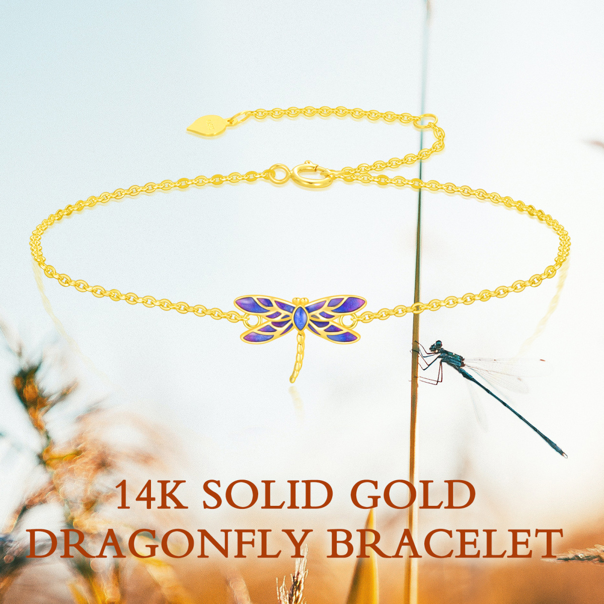 10K Gold Dragonfly Charm Bracelet-6