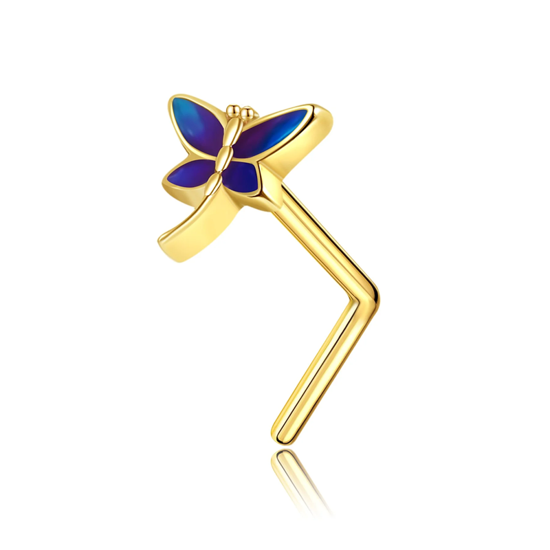 10K Gold Dragonfly Nose Ring-3