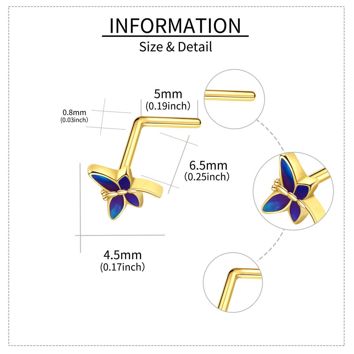 Nasenring mit Libellenmotiv aus 14 Karat Gold-5