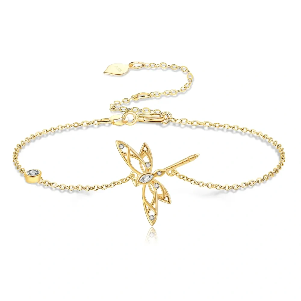 10K Gouden Cilinder Zirkonia Drakenvlieg Hanger Armband-1