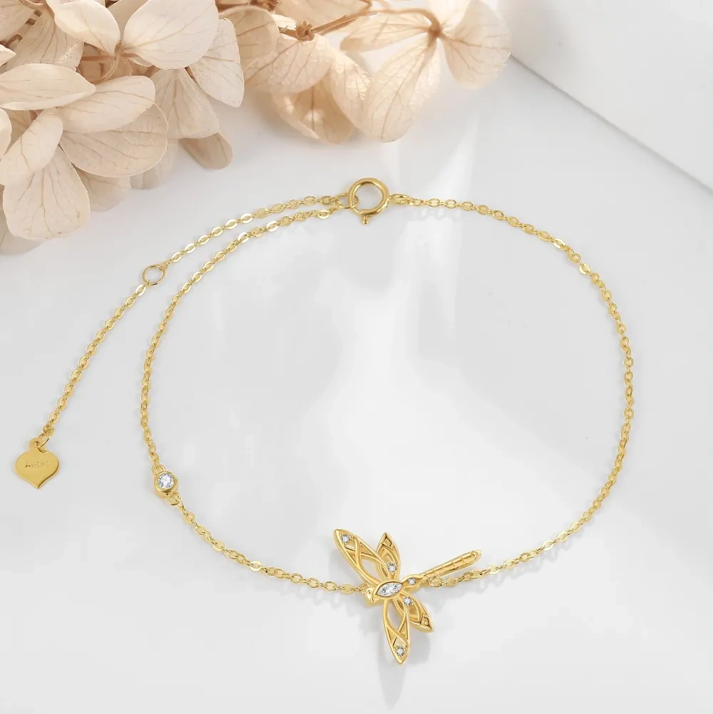 10K Gouden Cilinder Zirkonia Drakenvlieg Hanger Armband-3