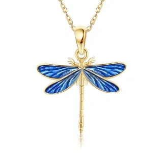 10K Gold Dragonfly Pendant Necklace-13