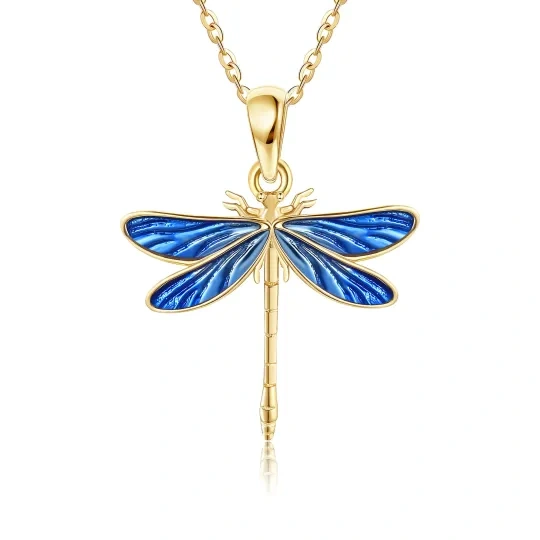 14K Gold Dragonfly Pendant Necklace