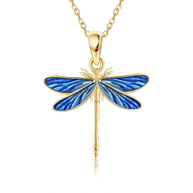10K Gold Dragonfly Pendant Necklace-19