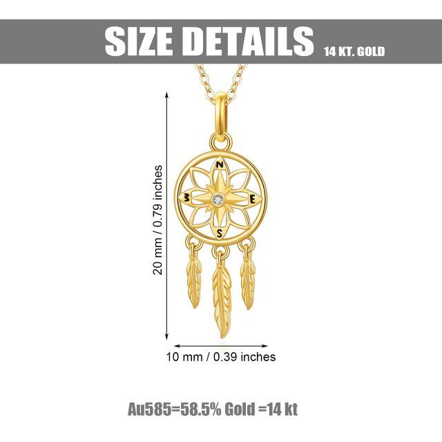 14K Gold Cubic Zirkonia Dream Catcher Anhänger Halskette-5