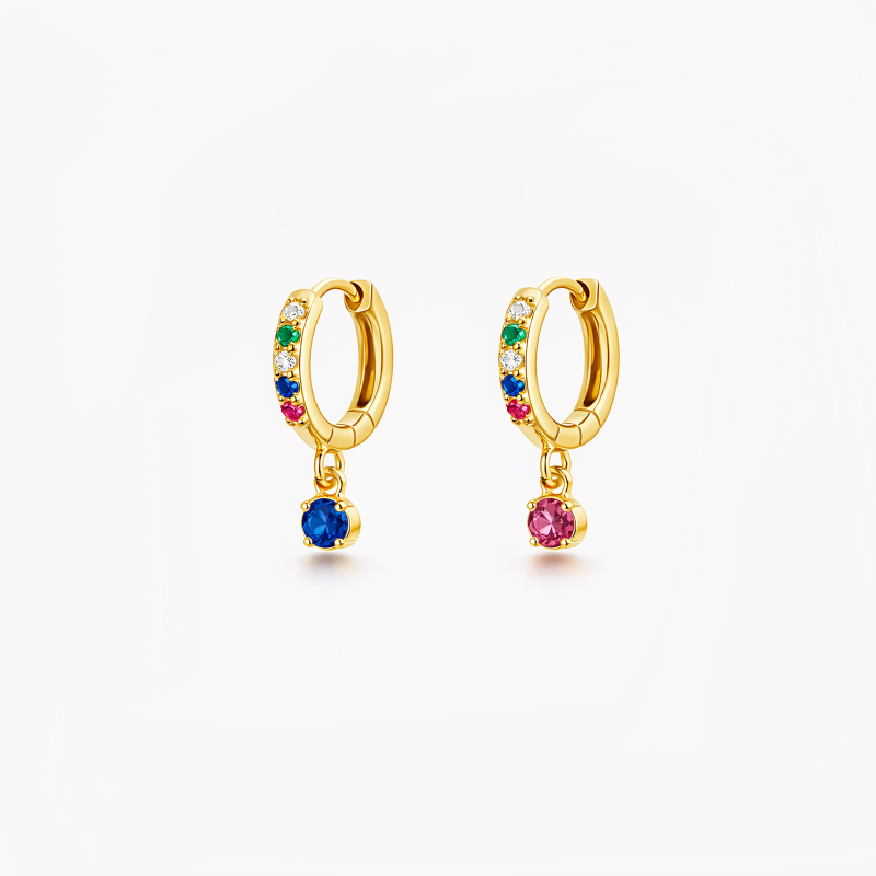 Aretes colgantes de oro de 14 quilates con circonitas cúbicas-1