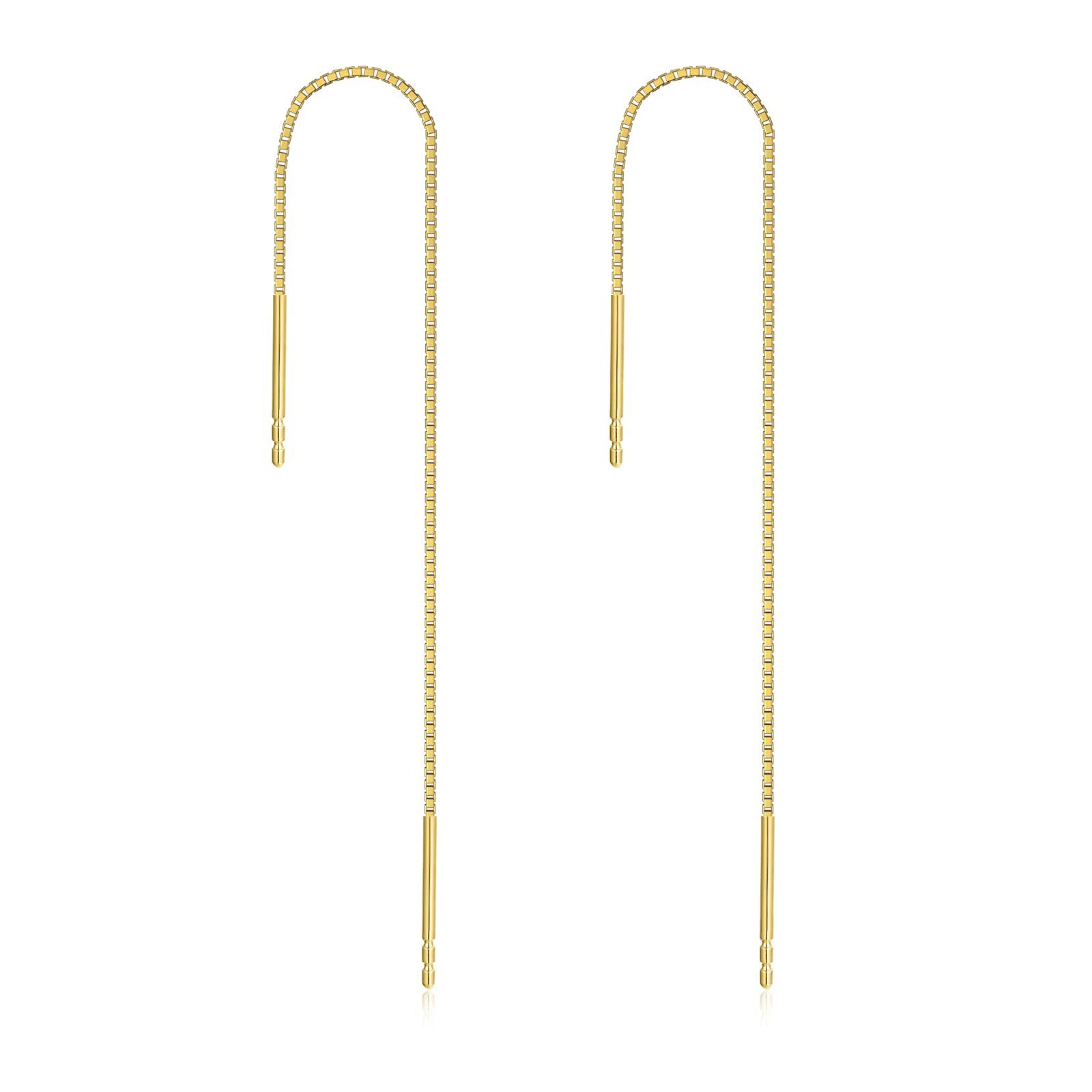 14K Gold Drop Earri… - image