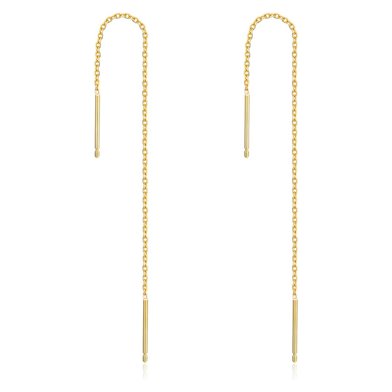 14K Gold Drop Earri… - image