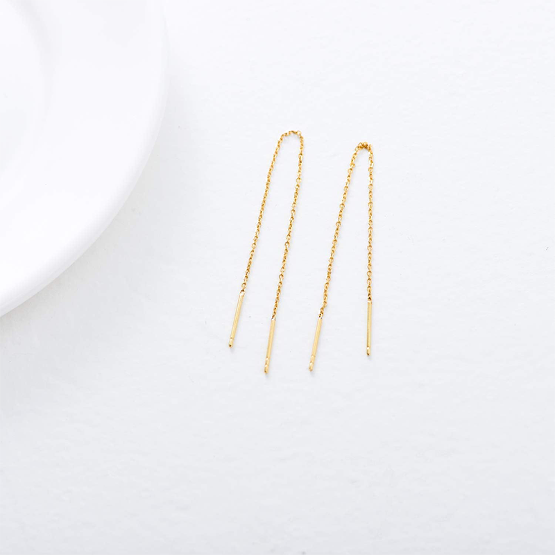 14K Gold Drop Earrings-4