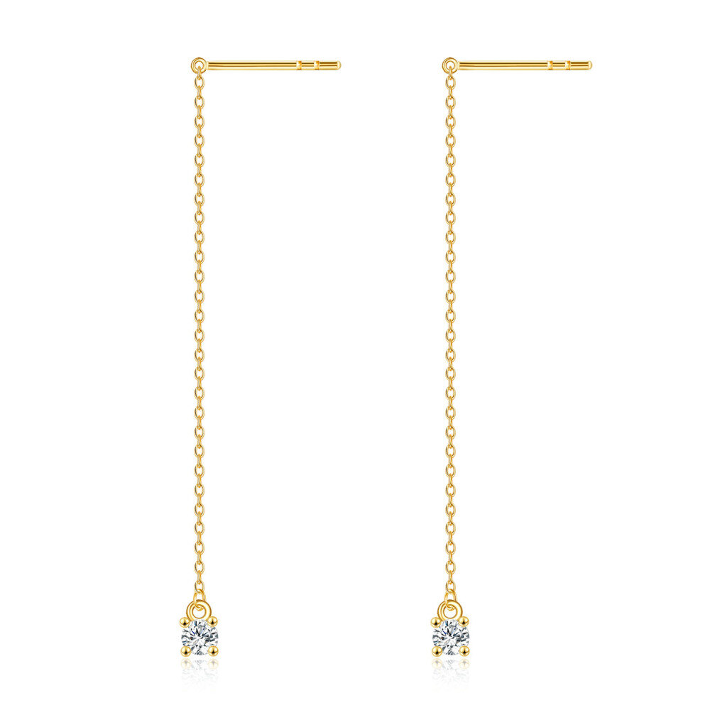 10K Gold Cubic Zirconia Drop Earrings-1