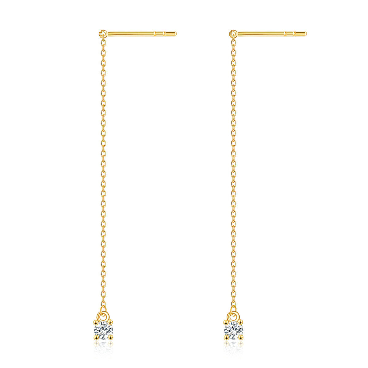 14K Gold Cubic Zirconia Drop Earrings-1