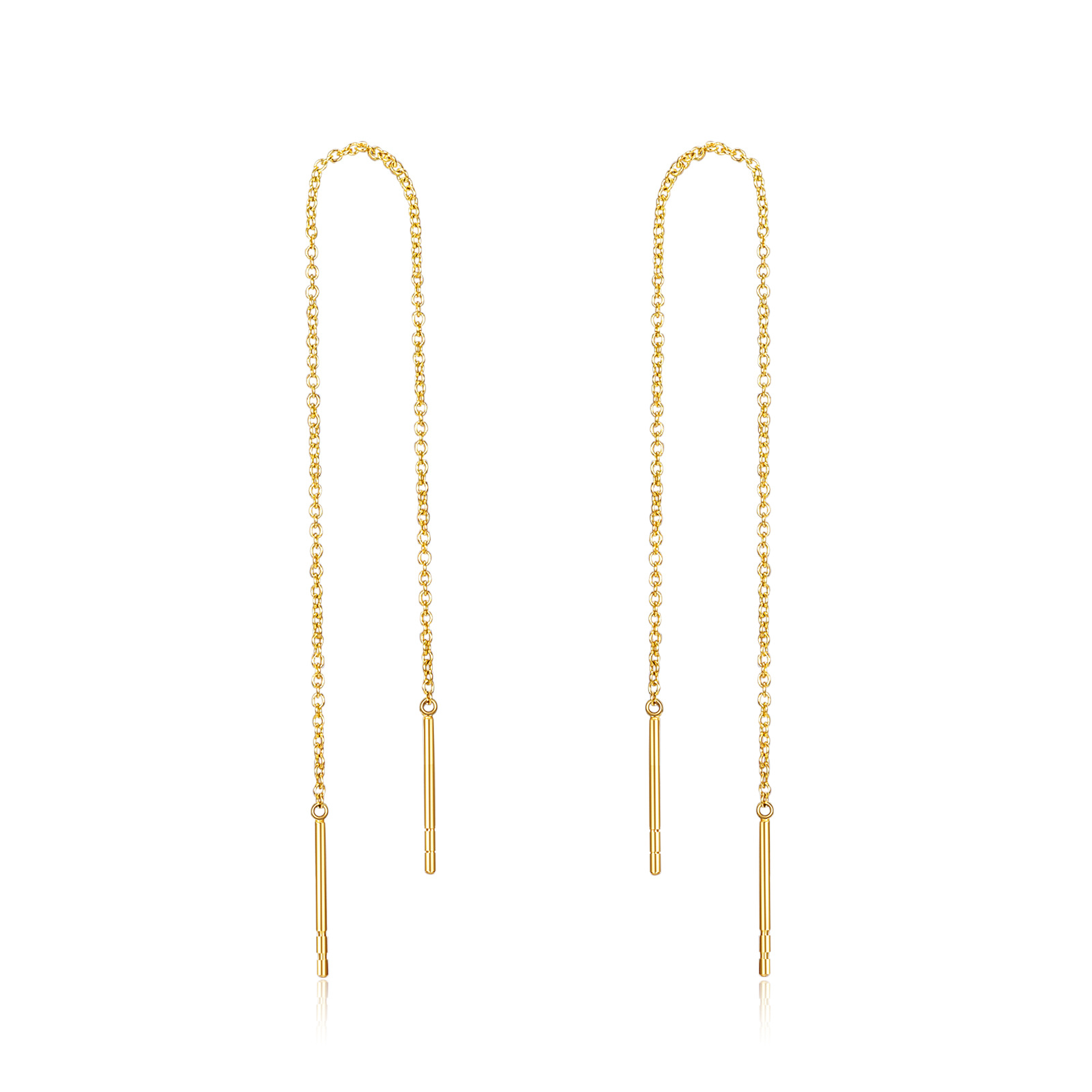 14K Gold Drop Earri… - image