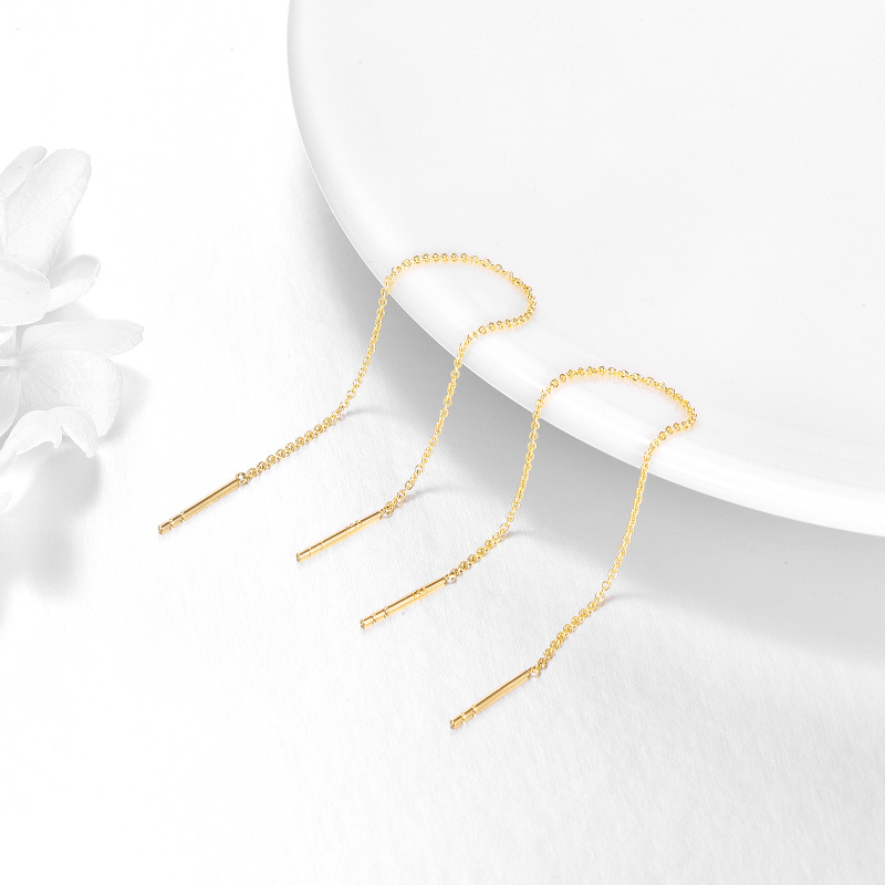 Pendientes colgantes de oro blanco de 18 quilates-3