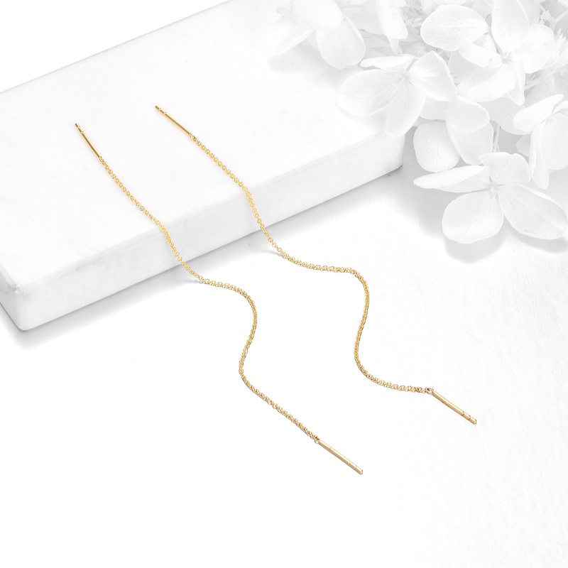 Pendientes colgantes de oro blanco de 18 quilates-4