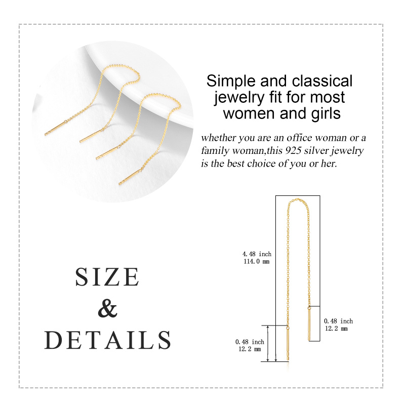 Pendientes colgantes de oro blanco de 18 quilates-5
